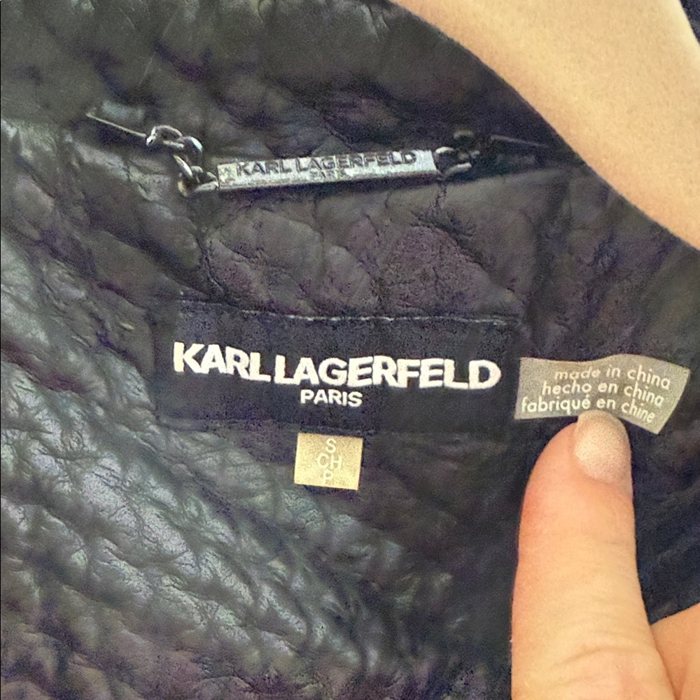 Karl Lagerfeld Textured Black faux Leather Jacket - Picture 6 of 15